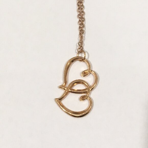 Double Heart Pendant Necklace, Gold Tone or Rose Gold Tone - Picture 5 of 5